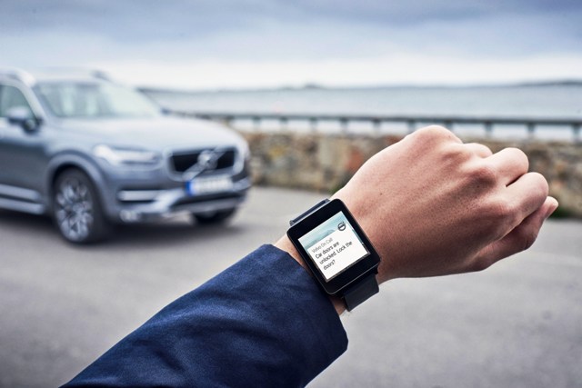 Volvo On Call app in an Android Wear watch